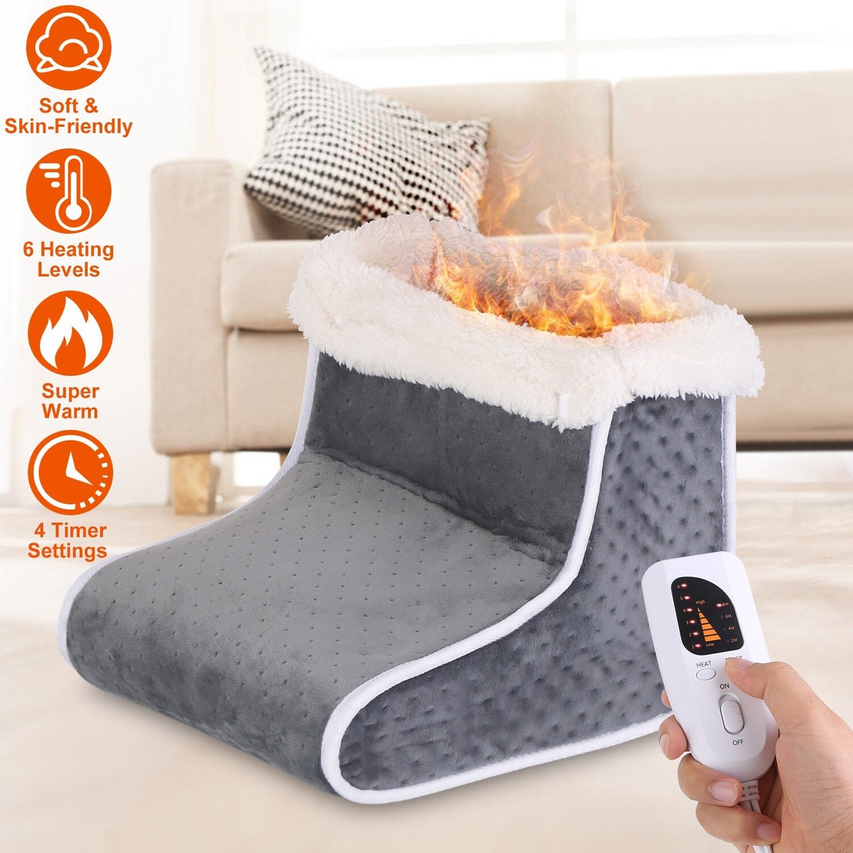 Electric Large Foot Heating Pad Soft Foot Warmer Boots Heating