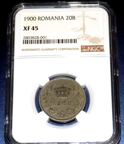 1900 ROMANIA 20B 20 BANI NGC XF45 XF 45 Romanian KM# 30 Certified Graded Coin