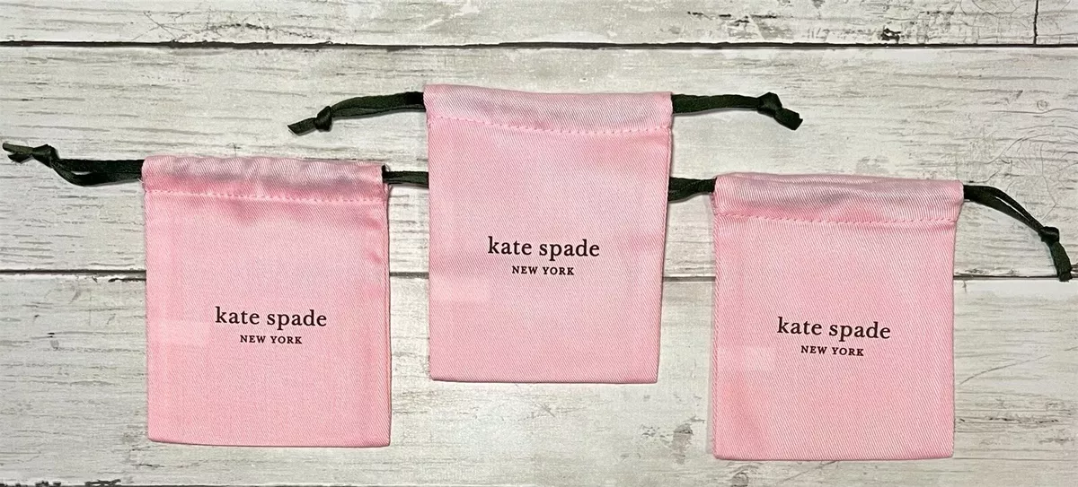 NEW Kate Spade Lot of 3 Small Jewelry Drawstring Storage Dust Bag Cover Pink