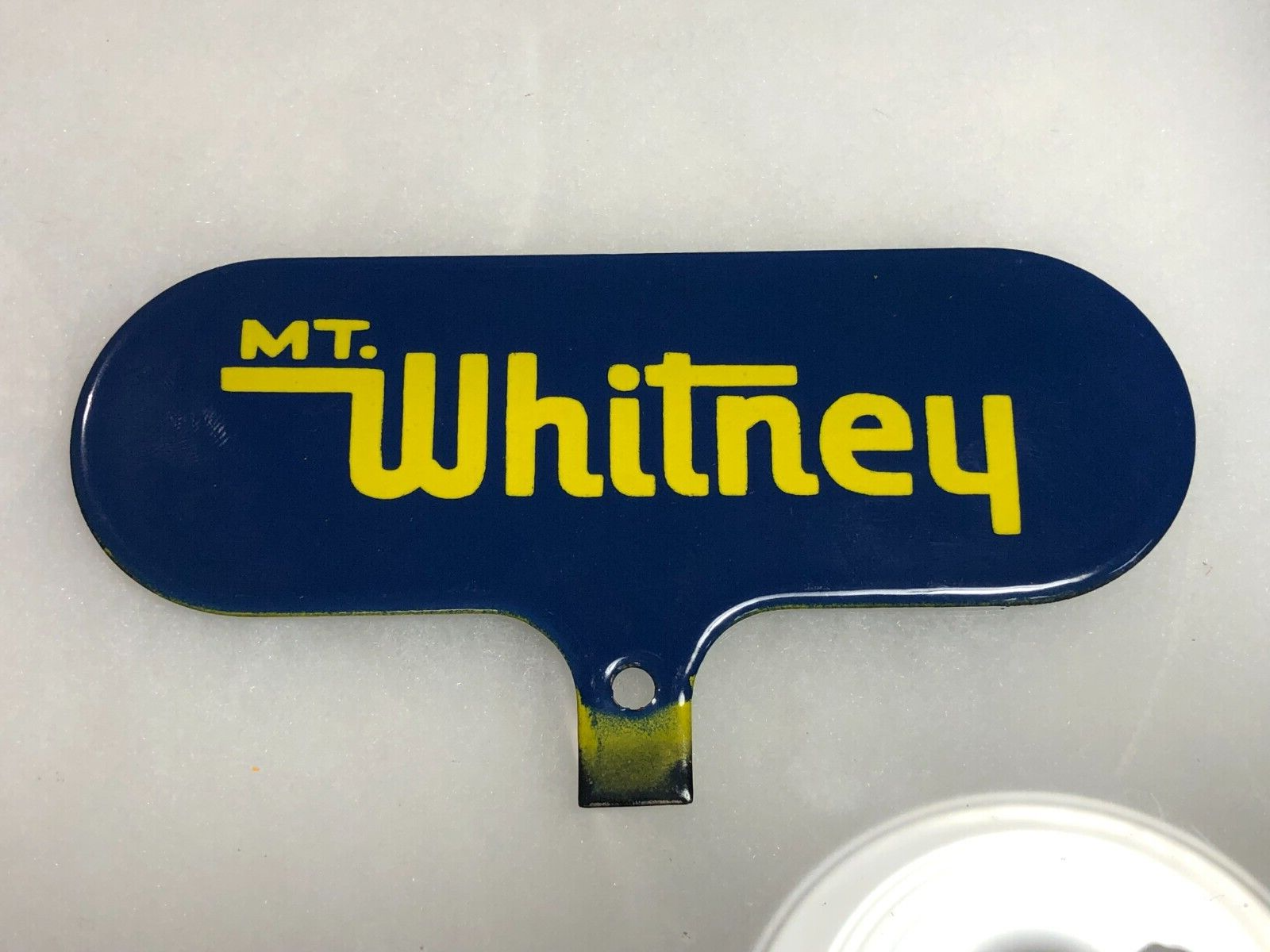 Old Antique Mt. Whitney Beer Tap Handle Keg Marker Porcelain Sign