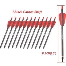 7.5" Carbon Shaft Crossbow Bolts Arrows OD 7.5MM Arrow Archery Crossbow Hunting