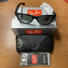 Ray-Ban New Wayfarer Black Rubber/G-15 Green 55 mm Sunglasses RB2132 622 55