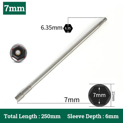 250/300/350mm Long Magnetic Nut Driver Socket Impact Drill Bit 1/4" Hex 8-14mm - Picture 9 of 36