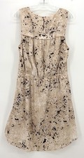 Halston Sleeveless Abstract High-Low Midi Dress Size Large Beige Lined NWT