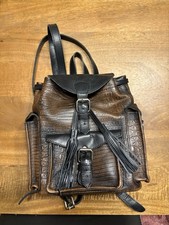 Freebird By Steven Brown Distressed Croc Leather Small Backpack