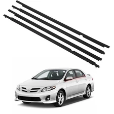 4 Pcs Black Car Outer Door Window Moulding Trim Weatherstrip Seal Belt Compat...