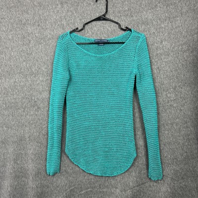Ralph Lauren Sweater Womens Size Medium Teal Blue Linen Blend Open Knit