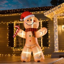 Christmas 8ft Inflatable Gingerbread Man with LED Lights, Outdoor Yard Decor