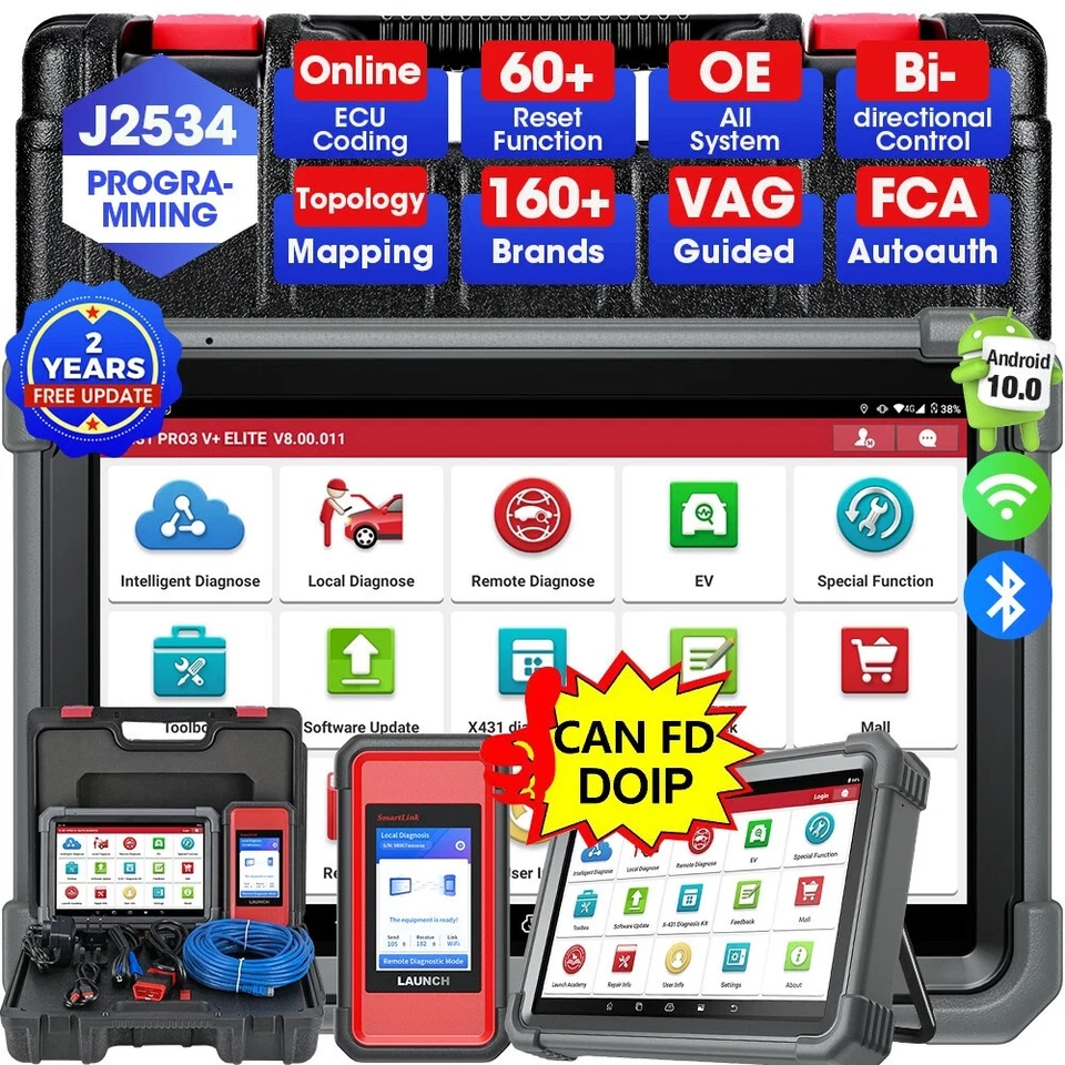 LAUNCH X431 PRO3S+ Elite PRO5 Car Diagnostic Scanner J2534 Programming Coding - Image 2 of 4