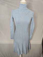 Guess Eco Essential Amelia Turtleneck Ribbed-knit Sweater Dress in Light Blue.