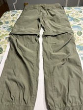 Eddie Bauer Youth Convertible Jogger Pants Shorts Olive Green Sz L 14 
