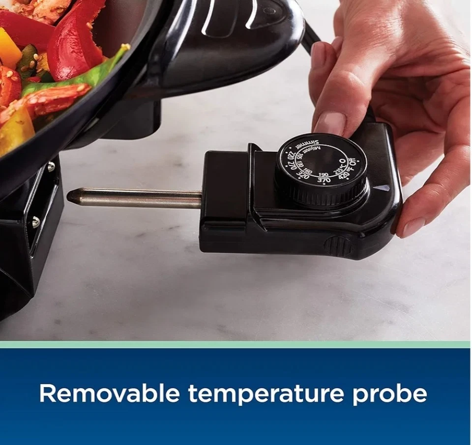 Wok eléctrico Oster 2124087 DiamondForce, 4,7 cuartos de galón, negro Foto 2 de 4