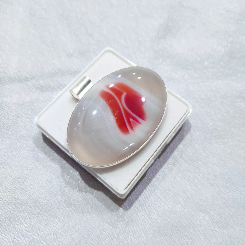 Bellissimo ciondolo in argento agata ciondolo in agata fatto a mano gioiello ... - Immagine 4 di 4