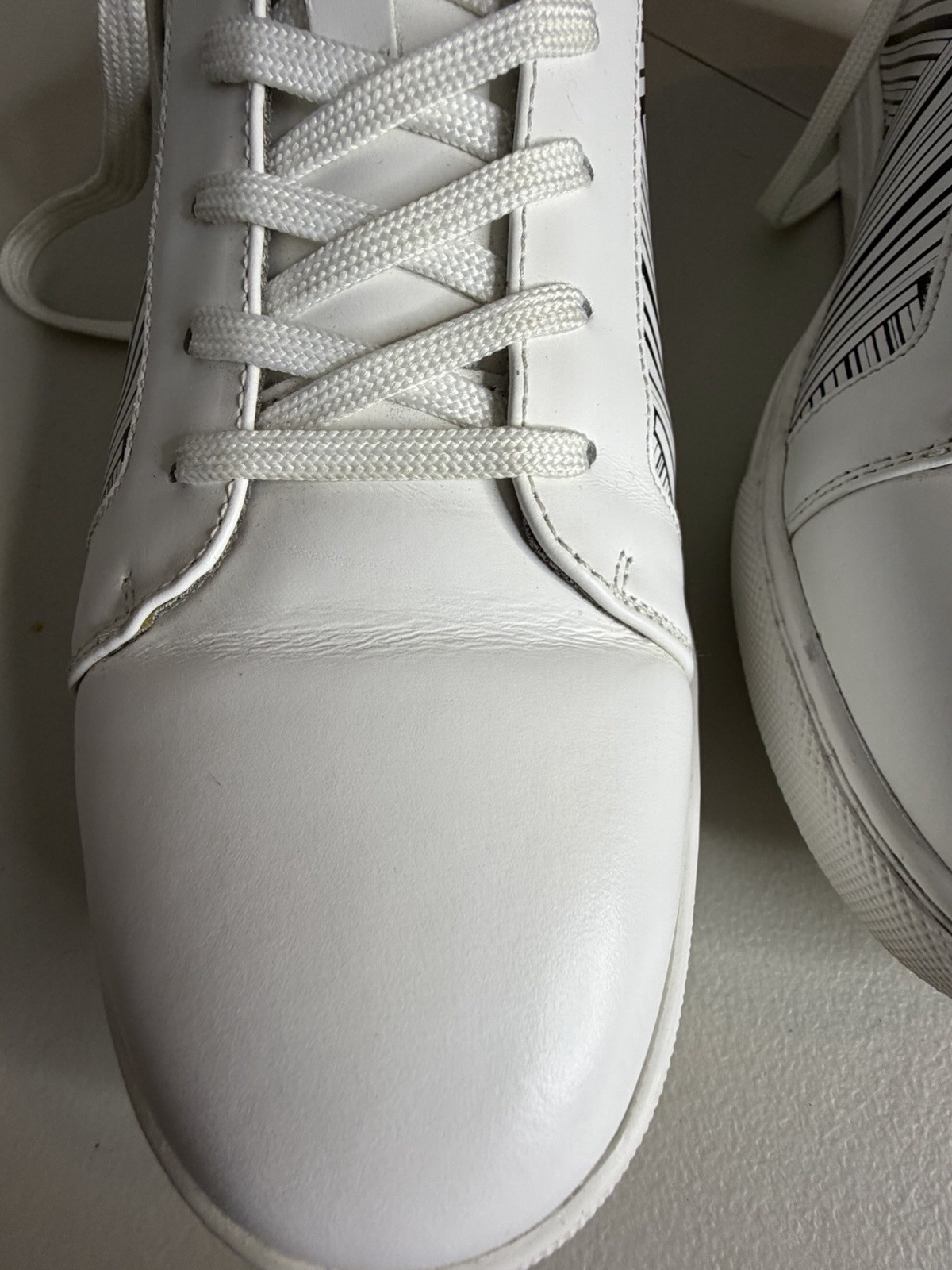 Kenneth Cole New York Men’s White Leather Sneakers Size 8.5 Clean No Box