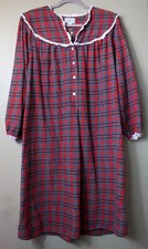 Lanz of Salzburg Red Flannel Nightgown Flannel Lace Trim 100 Cotton Size L