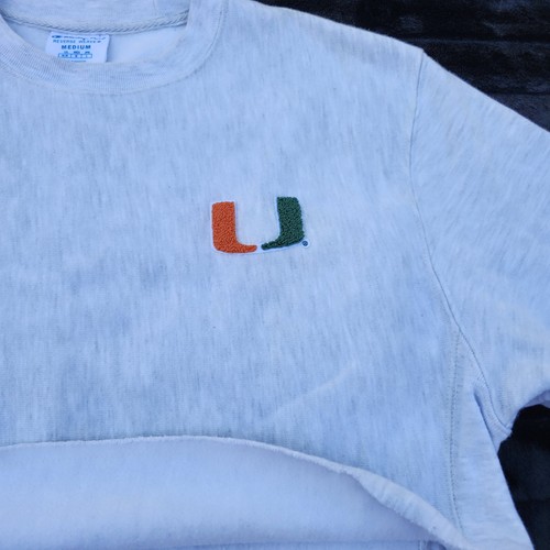 Champion Sweatshirt White Medium Crop Top Miami University Reverse Weave Womens - Picture 4 of 11