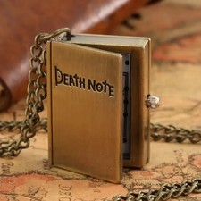 Antique Quartz Pocket Watch Necklace Pendant Chain Vintage Death Note Style
