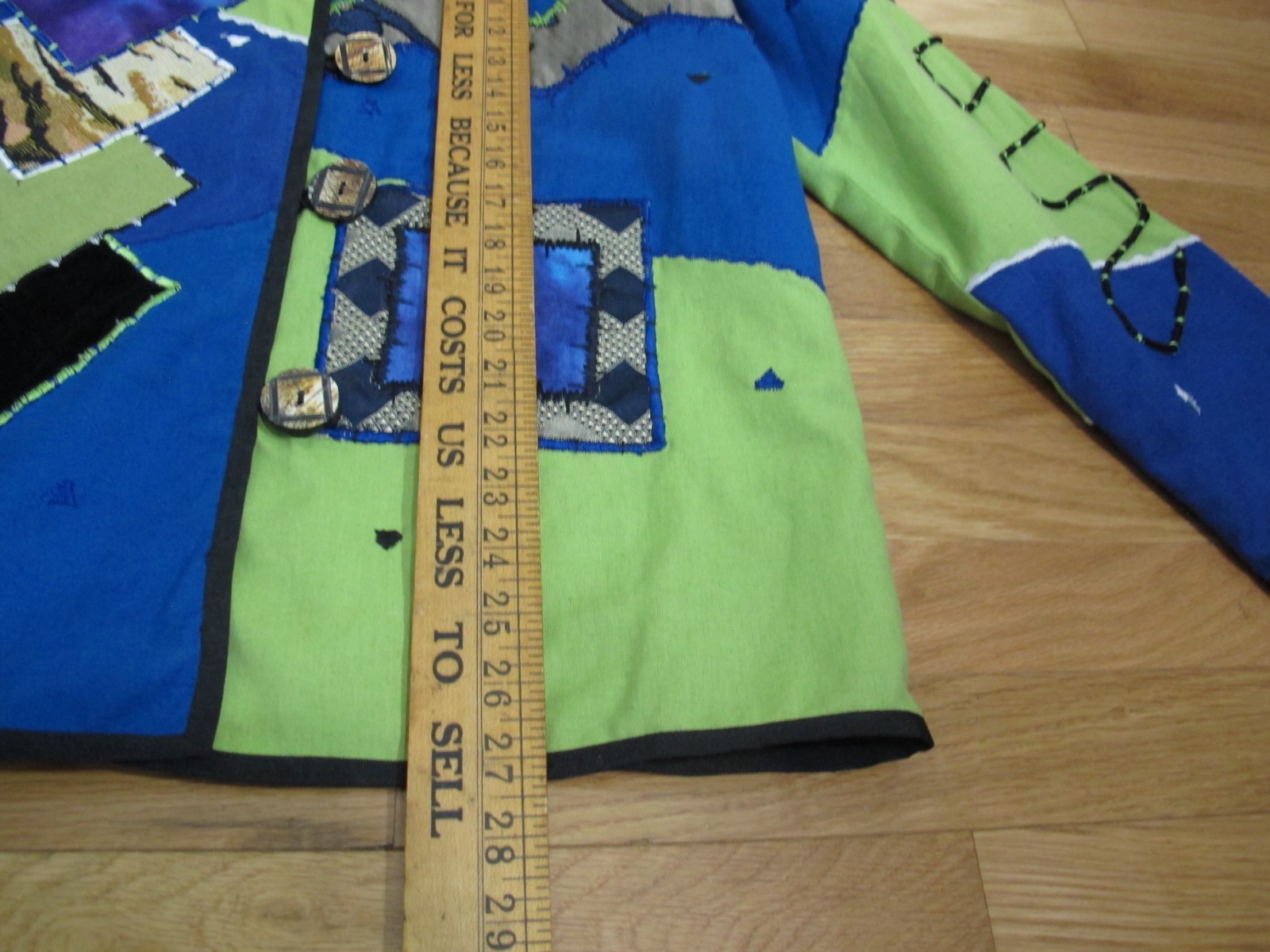 Julia Kin Patchwork Jacket Women's Size M Blue Gr… - image 8