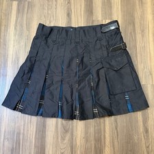 Scottish Highland Men's Utility Kilt Black/Ramsay Blue Tartan 48 Goth Hybrid