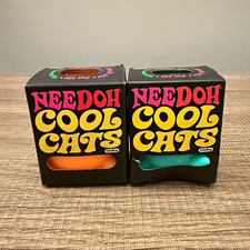 Schylling NeeDoh Cool Cats Squishy Lot of 2 Orange Teal NEW