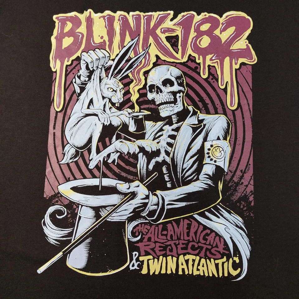 Camisa Blink 182 Para Hombres Grande Negra Esqueleto Mago Tour All American Rejects Camiseta Foto 3 de 4