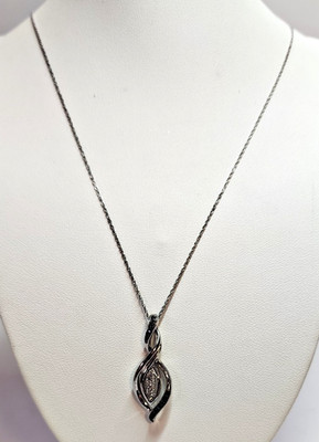 Sterling Eternity weiß & blau Zirkon 1,5'' Anhänger an zarter 925 - 18'' Kette