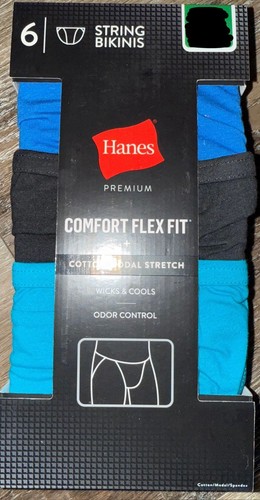 Hanes Premium ~ 6 Paar Herren String Bikinis Unterwäsche Baumwollmischung ~ S (28-30)