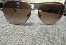 Aviator Sunglasses Gold Metal Frame Brown Tinted Plastic Lenses