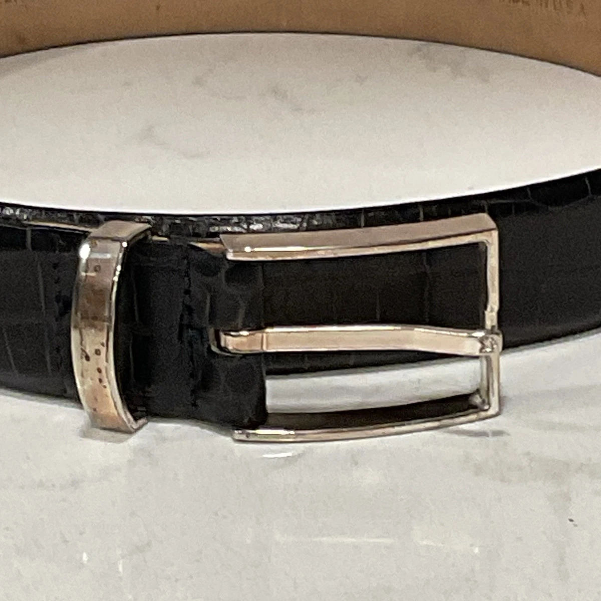 Vintage Calvin Klein Black Alligator Belt with Gold Buckle nothing says 1980s bad a$$ quite like an alligator belt with  main image 3