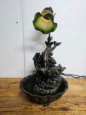 Widdop Bingham Tiffany Style Lamp With Running Waterfall - Cherub & Dolphin