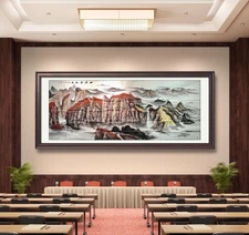Chinese landscape painting office decorative frameless hand-drawn Eastern Art