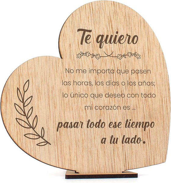 CONTRAXT Tarjetas Felicitacion San Valentin madera. Regalos aniversario pareja