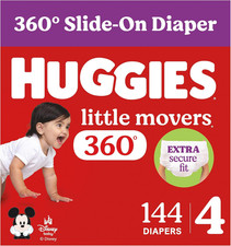 Huggies Little Movers 360 Size 4 Diapers 144 Count HuggFit Slip-On