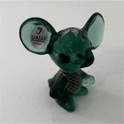 Fenton Hand Painted Green Glass Mouse Figurine Signed M. Caplinger