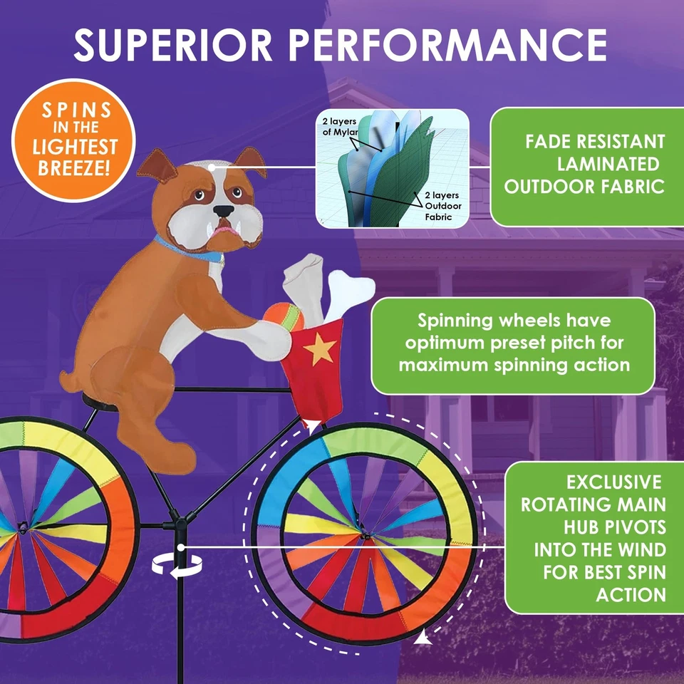 Bicicleta Spinner Bulldog 30" - Diseño Canino Resistente, Resistente a la Intemperie Exterior De... Foto 4 de 4