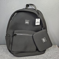 Original Alo Yoga Stow Backpack Black Neoprene with Detachable Pouch Women Men