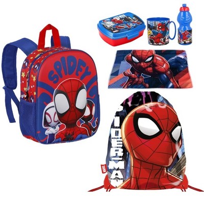 Spiderman Spidey Rucksack 3D Schule Kindergarten Snackhalter Tasse Trinkflasche Tasche