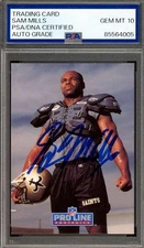 Sam Mills Gem Mint 10 PSA DNA Signed 1991 Pro Line Portraits Autograph