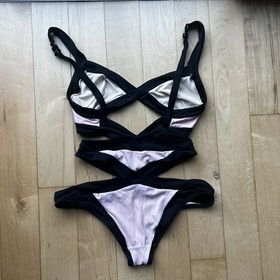 Agent Provocateur Mazzy Pink & Black One Piece Scoop Back Swimsuit sz 3 AP