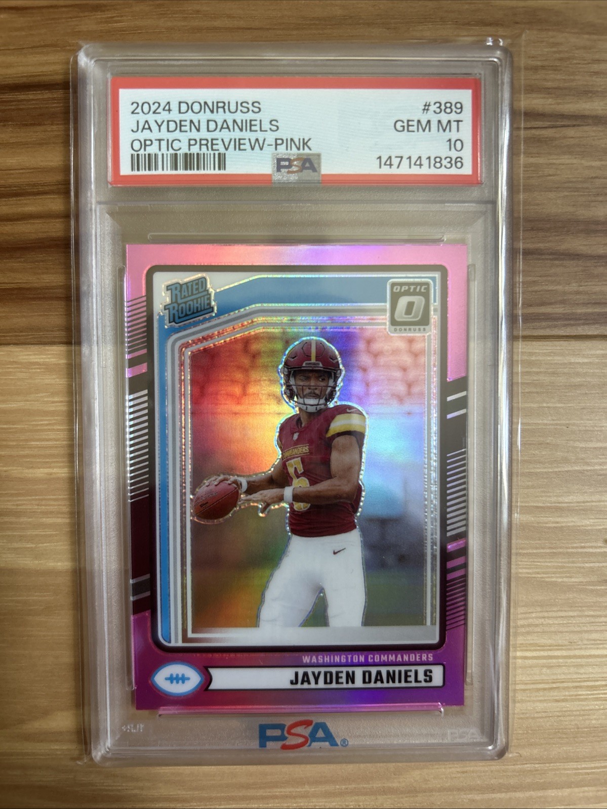 2024 PANINI DONRUSS OPTIC PREVIEW-PINK #389 JAYDEN DANIELS PSA 10