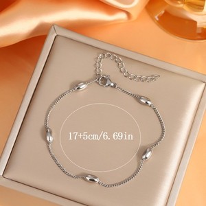 Authentic 14K Gold Plated 304 Jewelry Set Oval Rice Pendant Thin Snake Chain