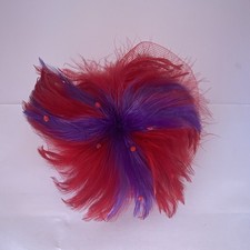 Red Purple Feather Mesh Fascinator Headpiece Floral for Women One Size
