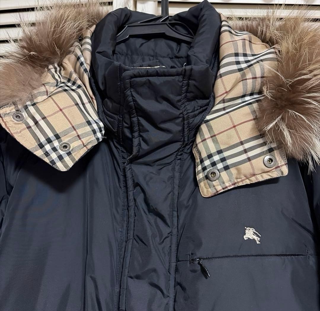 Burberry Black Label Men's Hooded Down Coat M Black Removable Hood Used thumbnail 3