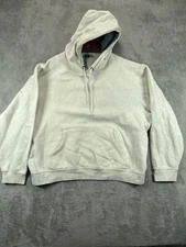 Mens Hoodies Sweatshirt XL Xersion Beige Graphic Long Sleeve Pockets