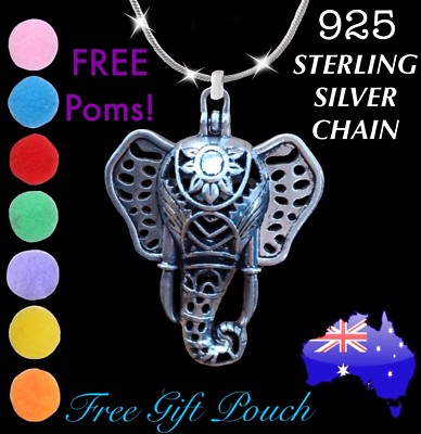 Elephant Boho Essential Oil Diffuser Locket 925 Sterling Silver