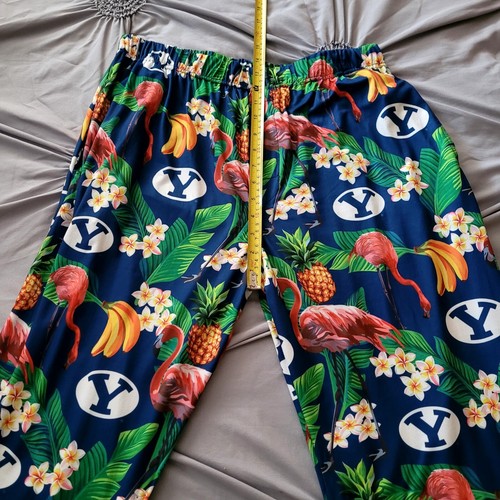 BYU Women's Tropical Pink Flamingo Lounge Pants Jungle Colorful Pockets Lg - Picture 3 of 7