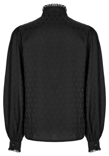 Punk Rave Gothic Jacquard Soft And Silky Shirt long Sleeve Stand Collar Blouse - Picture 15 of 28