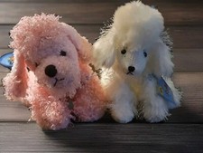 Lot Of 2 Webkinz Poodles, Pink And White Stuffed Ganz Animals