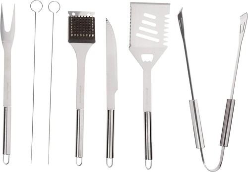 7-Piece Stainless Steel BBQ Grill Tool Set with Spatula, Tongs, Fork, Knife,Case - Picture 2 of 4