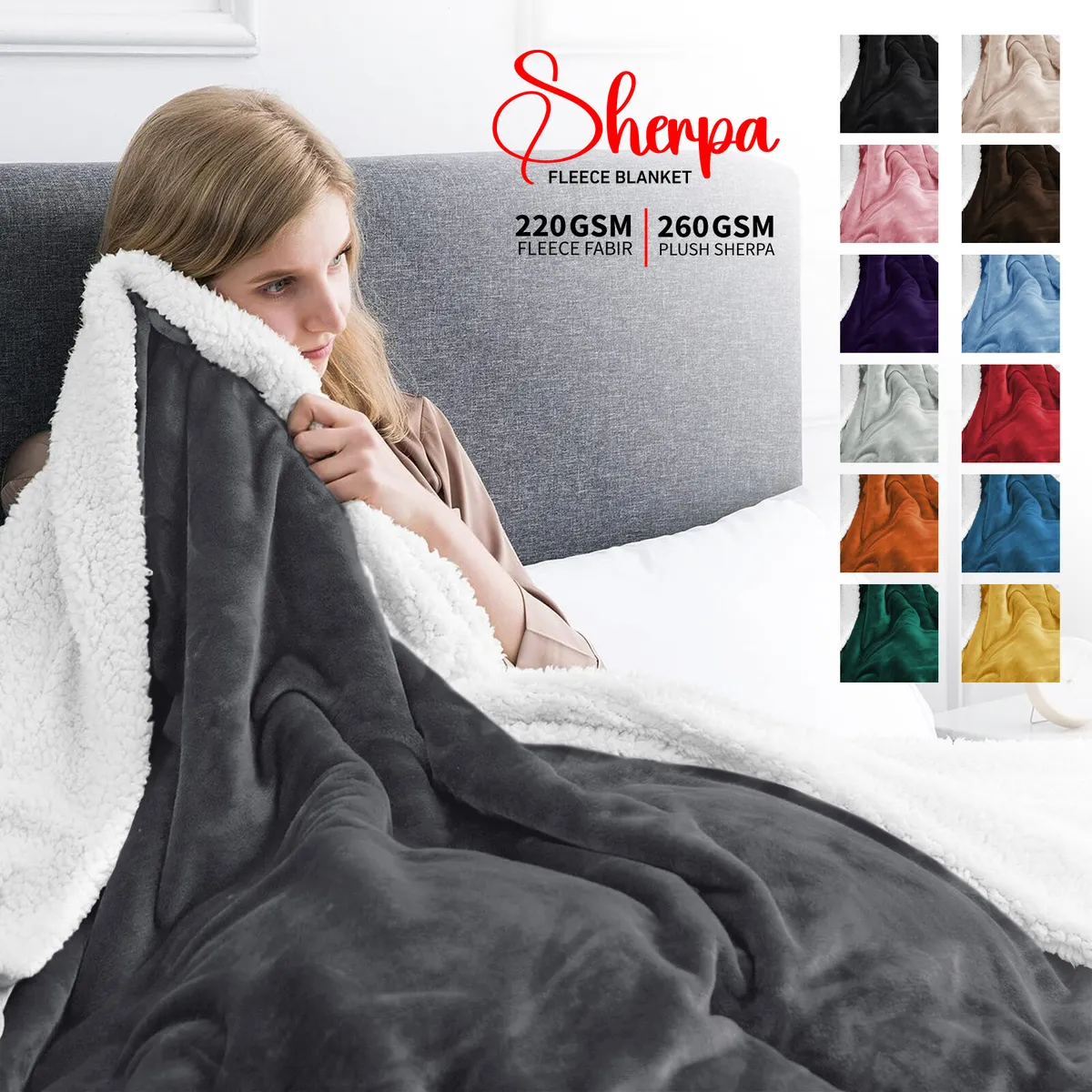 Ultra Soft Flannel Fleece Throw Blanket Double Sided Thick  Blanket,Lightweight Warm Cozy Couch Blanket,Reversible Throw Blanket 3  Pieces Bedding Set